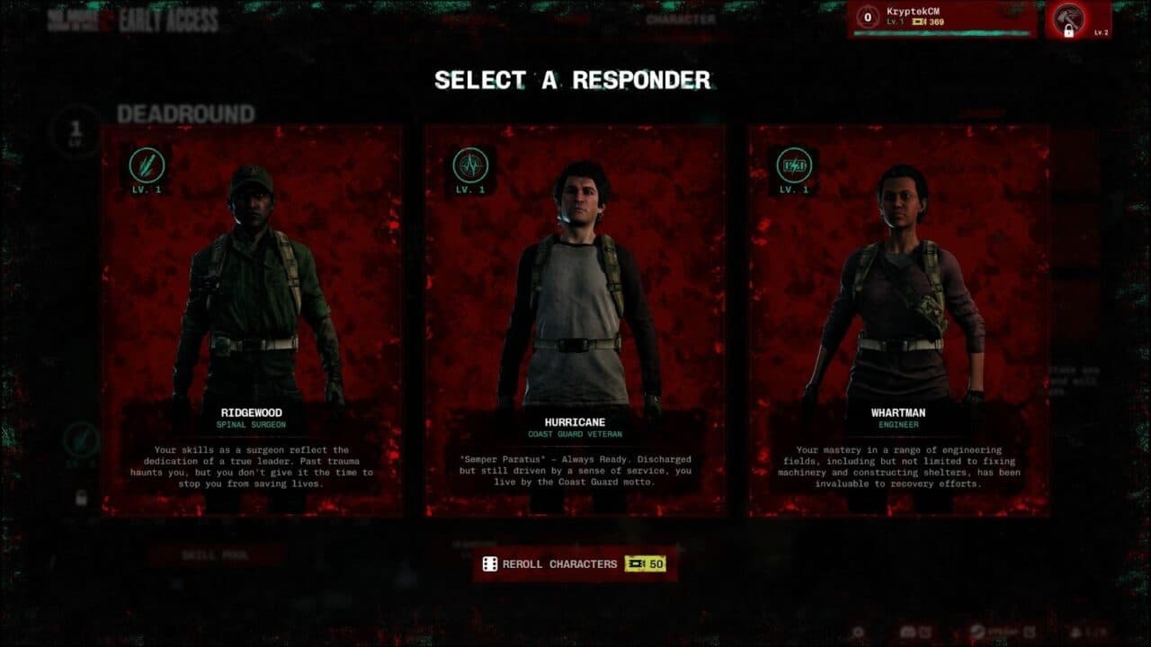 The official No More Room in Hell 2 Responder selection screen