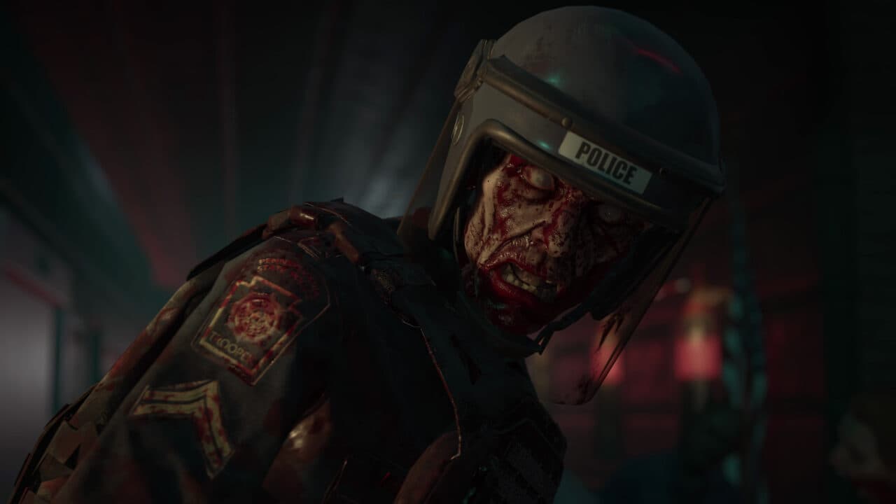An official No More Room in Hell 2 screenshot showing an infected riot police officer